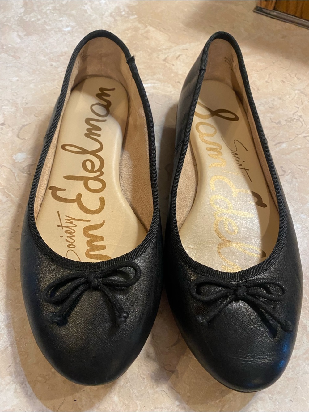 Sam Edelman Black Leather Bow Ballet Flats